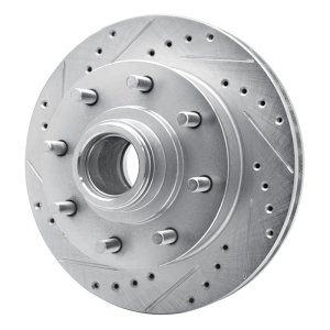 Chevrolet Suburban 2500 Brake Rotor (1) - Front Left - R1 Concepts - Drilled & Slotted - Silver - `92-`02